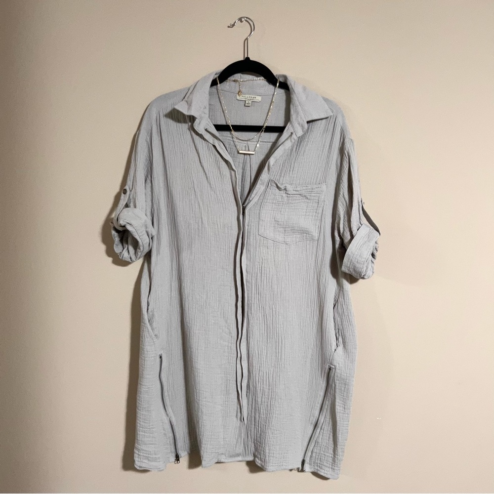 POLAGRAM Casual Shirt Dress in Light Gray